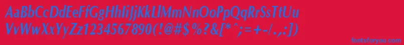 OptanecompactBoldItalic Font – Blue Fonts on Red Background