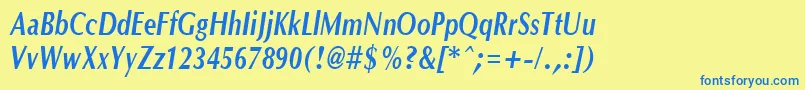 OptanecompactBoldItalic Font – Blue Fonts on Yellow Background