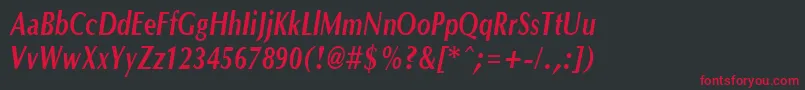OptanecompactBoldItalic Font – Red Fonts on Black Background