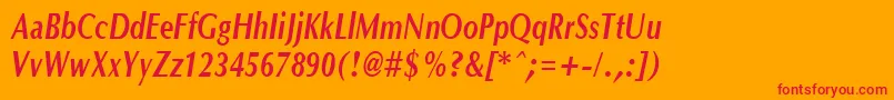 OptanecompactBoldItalic Font – Red Fonts on Orange Background