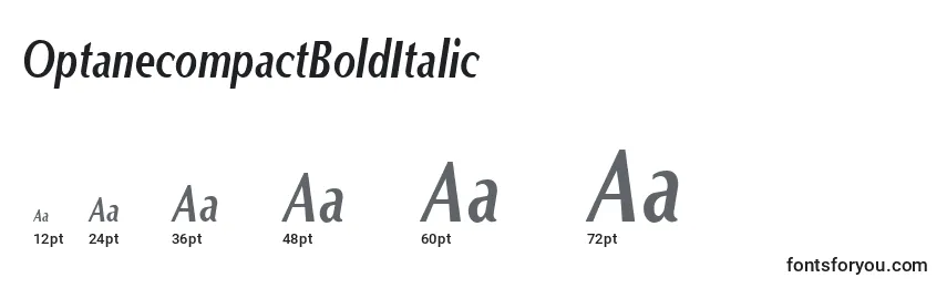 Размеры шрифта OptanecompactBoldItalic