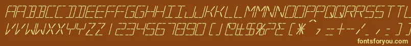 SilverballItalic-fontti – keltaiset fontit ruskealla taustalla