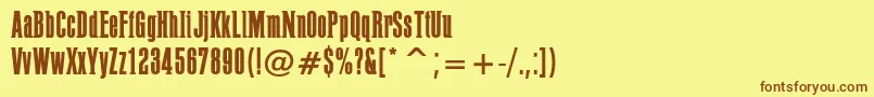 フォントPffusionLight – 茶色の文字が黄色の背景にあります。