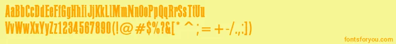 フォントPffusionLight – オレンジの文字が黄色の背景にあります。