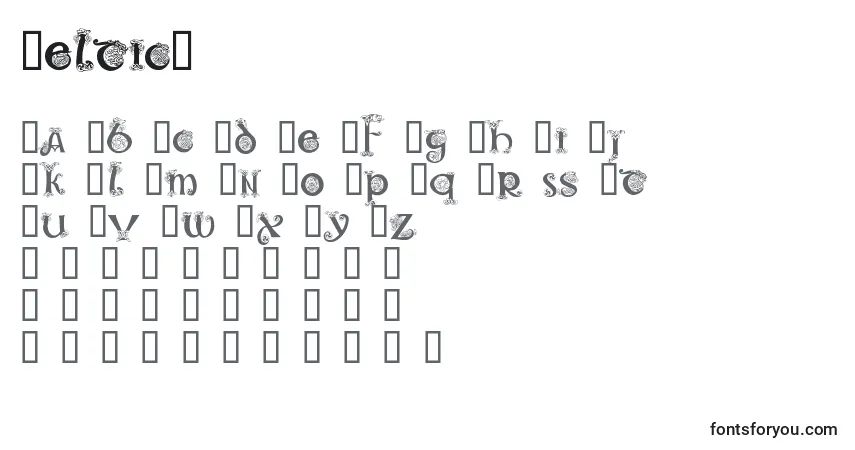 Czcionka Celtic1 – alfabet, cyfry, specjalne znaki