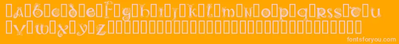Celtic1-Schriftart – Rosa Schriften auf orangefarbenem Hintergrund