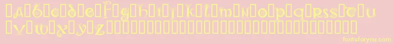 Celtic1-Schriftart – Gelbe Schriften auf rosa Hintergrund