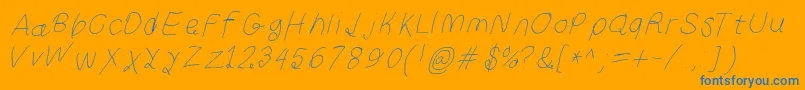 Curlykuethinita-Schriftart – Blaue Schriften auf orangefarbenem Hintergrund