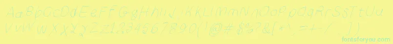 Curlykuethinita Font – Green Fonts on Yellow Background