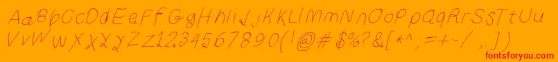 Fonte Curlykuethinita – fontes vermelhas em um fundo laranja