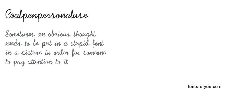 Review of the Coalpenpersonaluse Font