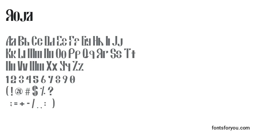 Schriftart Roja – Alphabet, Zahlen, spezielle Symbole