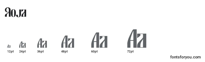 Размеры шрифта Roja