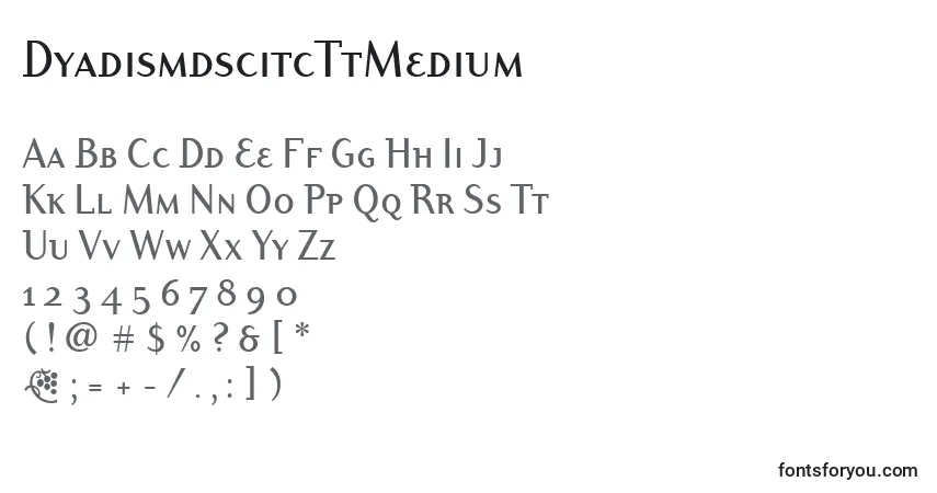 Czcionka DyadismdscitcTtMedium – alfabet, cyfry, specjalne znaki