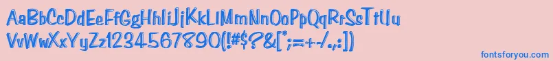 フォントPaghetti – ピンクの背景に青い文字