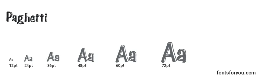 Размеры шрифта Paghetti