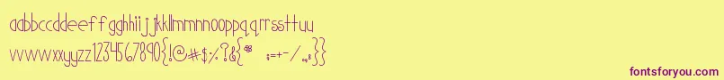 MtfCutiePatootie Font – Purple Fonts on Yellow Background