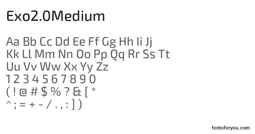 Czcionka Exo2.0Medium – alfabet, cyfry, specjalne znaki