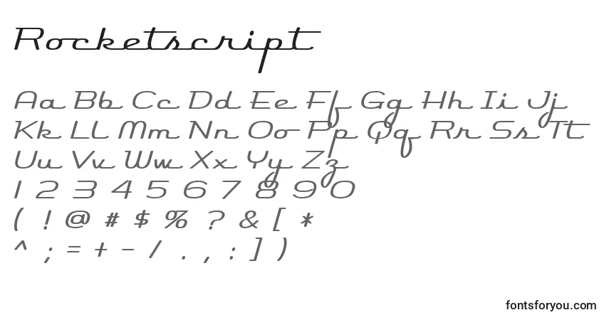 Rocketscript Font – alphabet, numbers, special characters