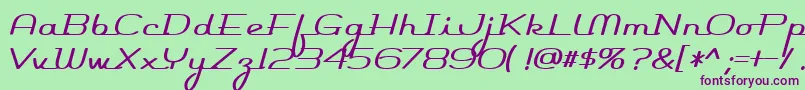 フォントRocketscript – 緑の背景に紫のフォント