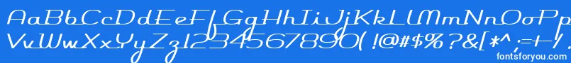 Czcionka Rocketscript – białe czcionki na niebieskim tle