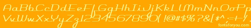 Rocketscript-Schriftart – Gelbe Schriften auf orangefarbenem Hintergrund