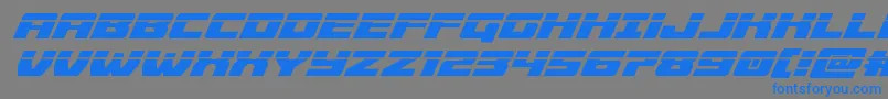 Cruiserfortresslaserital-Schriftart – Blaue Schriften auf grauem Hintergrund