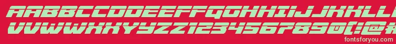 Cruiserfortresslaserital-Schriftart – Grüne Schriften auf rotem Hintergrund