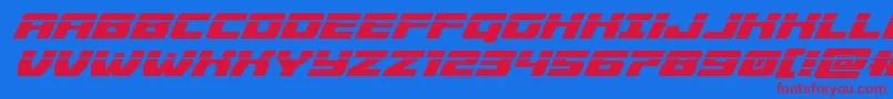 Cruiserfortresslaserital-Schriftart – Rote Schriften auf blauem Hintergrund