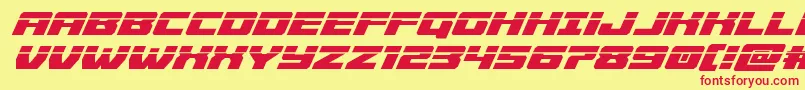 フォントCruiserfortresslaserital – 赤い文字の黄色い背景
