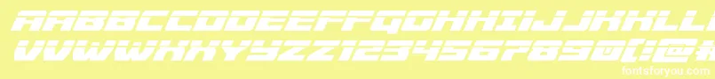 Шрифт Cruiserfortresslaserital – белые шрифты на жёлтом фоне