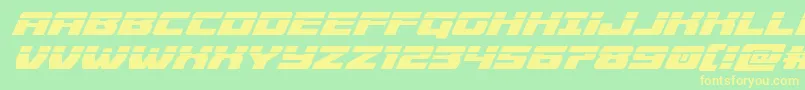 フォントCruiserfortresslaserital – 黄色の文字が緑の背景にあります