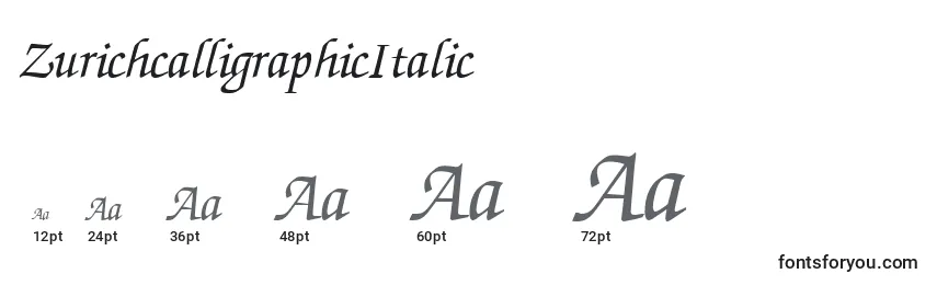Размеры шрифта ZurichcalligraphicItalic
