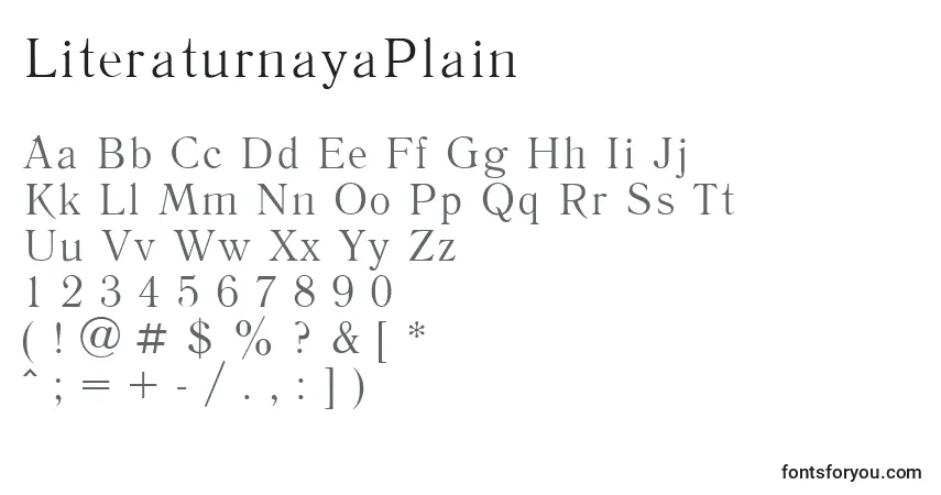 A fonte LiteraturnayaPlain – alfabeto, números, caracteres especiais