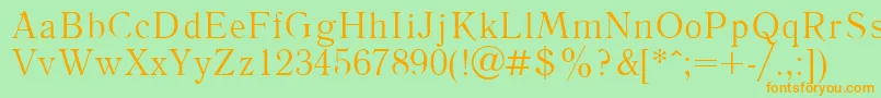 フォントLiteraturnayaPlain – オレンジの文字が緑の背景にあります。