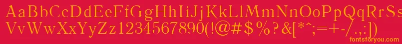 フォントLiteraturnayaPlain – 赤い背景にオレンジの文字