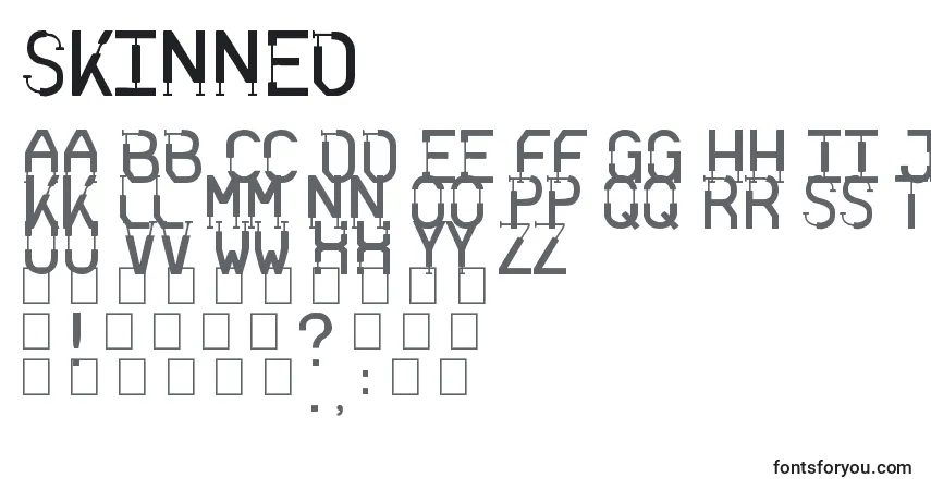 A fonte Skinned – alfabeto, números, caracteres especiais