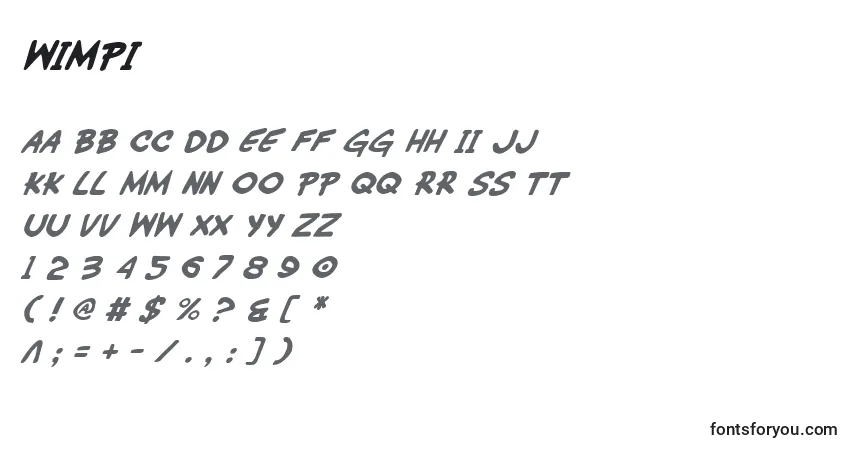 Schriftart Wimpi – Alphabet, Zahlen, spezielle Symbole