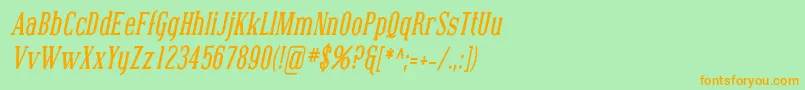 Шрифт CovingtonCondBoldItalic – оранжевые шрифты на зелёном фоне