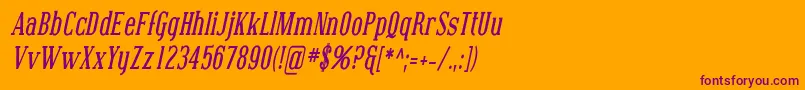 CovingtonCondBoldItalic Font – Purple Fonts on Orange Background
