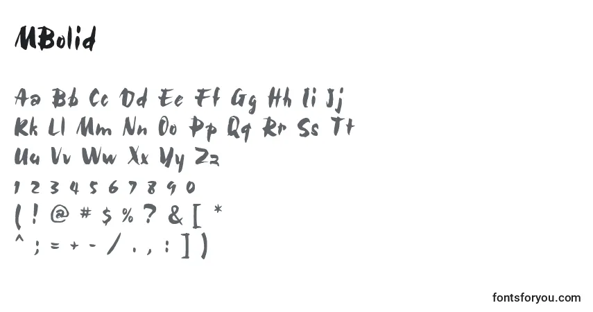 A fonte MBolid – alfabeto, números, caracteres especiais