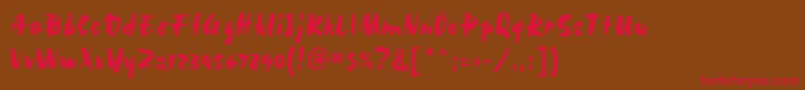 フォントMBolid – 赤い文字が茶色の背景にあります。