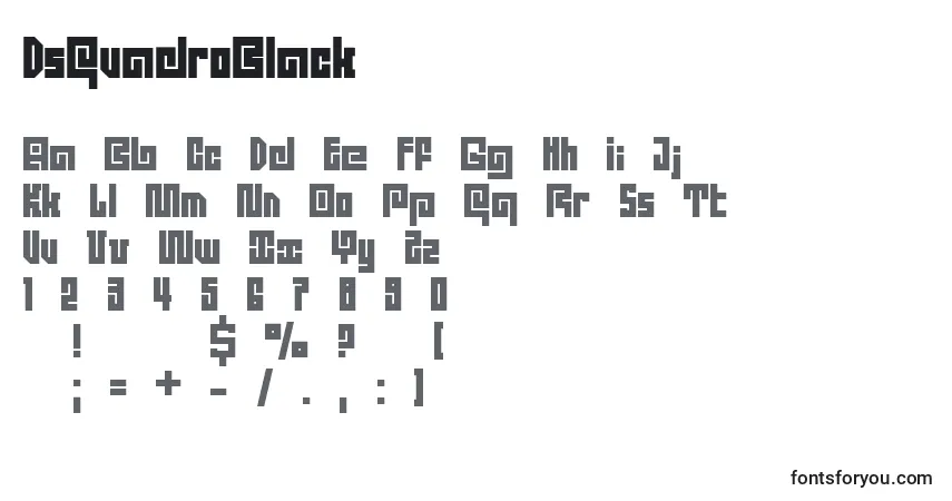 Czcionka DsQuadroBlack – alfabet, cyfry, specjalne znaki