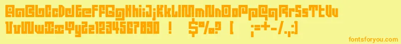 フォントDsQuadroBlack – オレンジの文字が黄色の背景にあります。