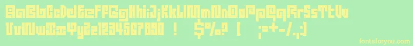 フォントDsQuadroBlack – 黄色の文字が緑の背景にあります