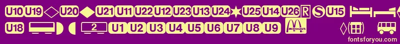 Шрифт DeutschebahnagTwo – жёлтые шрифты на фиолетовом фоне
