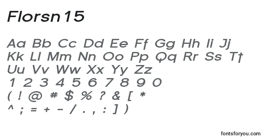 A fonte Florsn15 – alfabeto, números, caracteres especiais