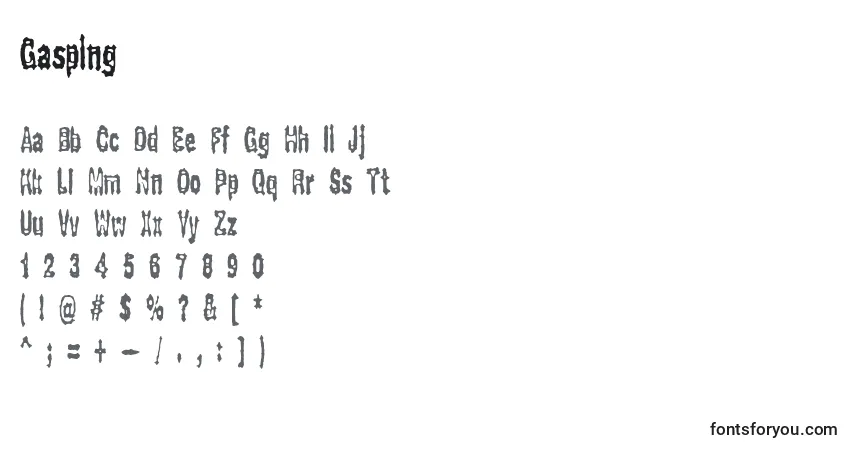 Schriftart Gasping – Alphabet, Zahlen, spezielle Symbole