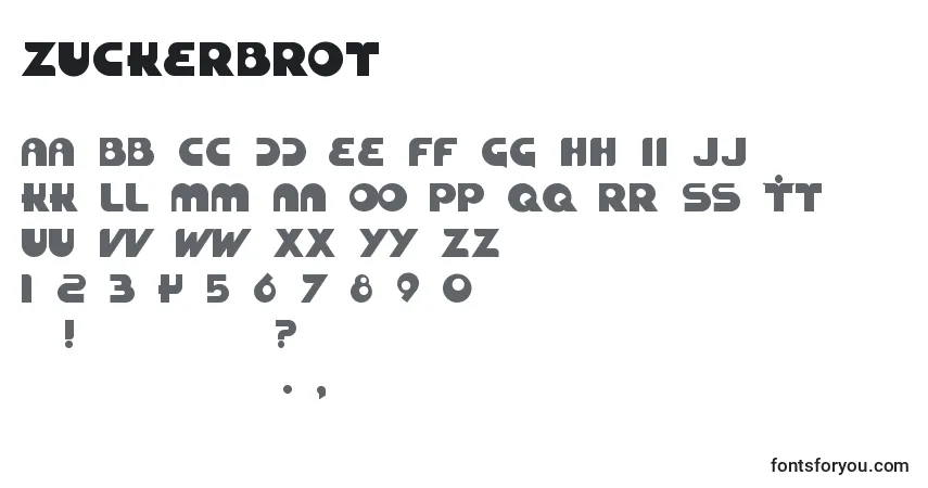 Шрифт Zuckerbrot – алфавит, цифры, специальные символы