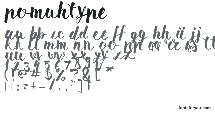 Schriftart PomahType – Alphabet, Zahlen, spezielle Symbole